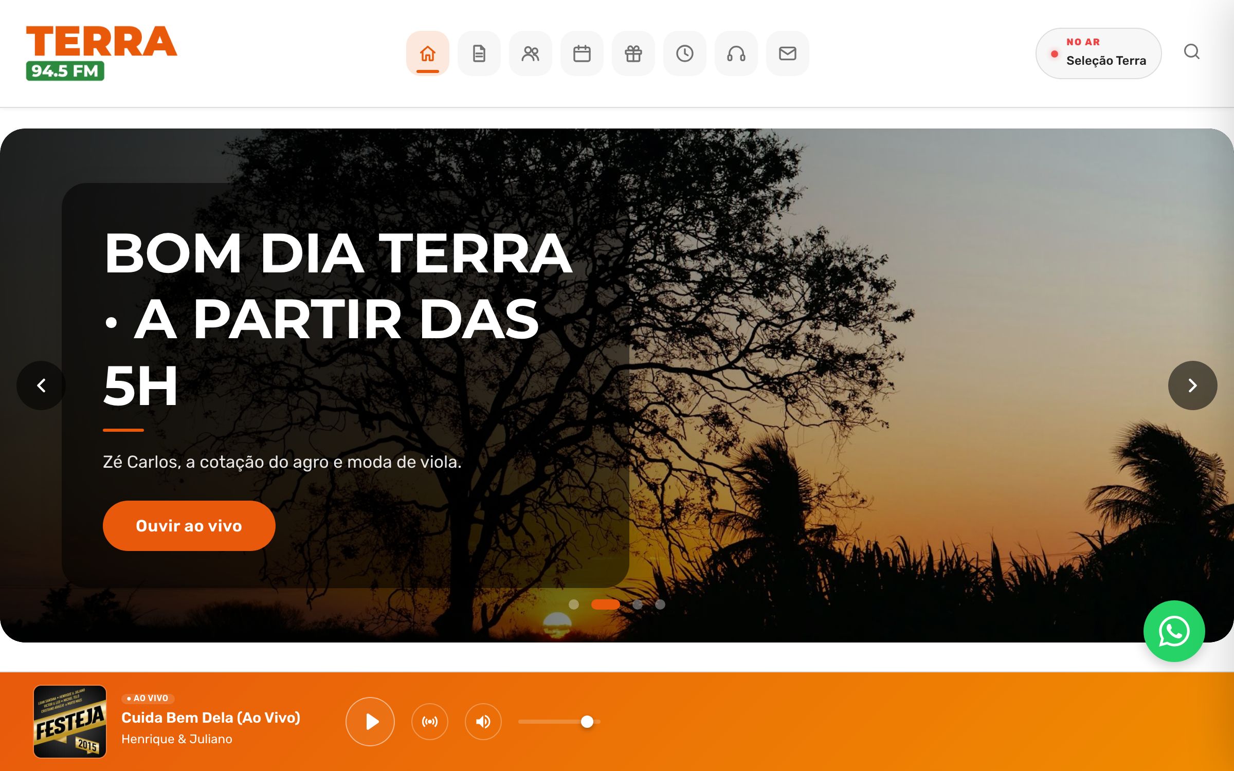 Tema Pulse: a demonstração Terra 94.5 FM, rádio fictícia de popular, sertanejo e jornalismo