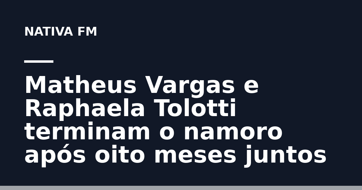 Capa de Matheus Vargas e Raphaela Tolotti terminam o namoro após oito meses juntos