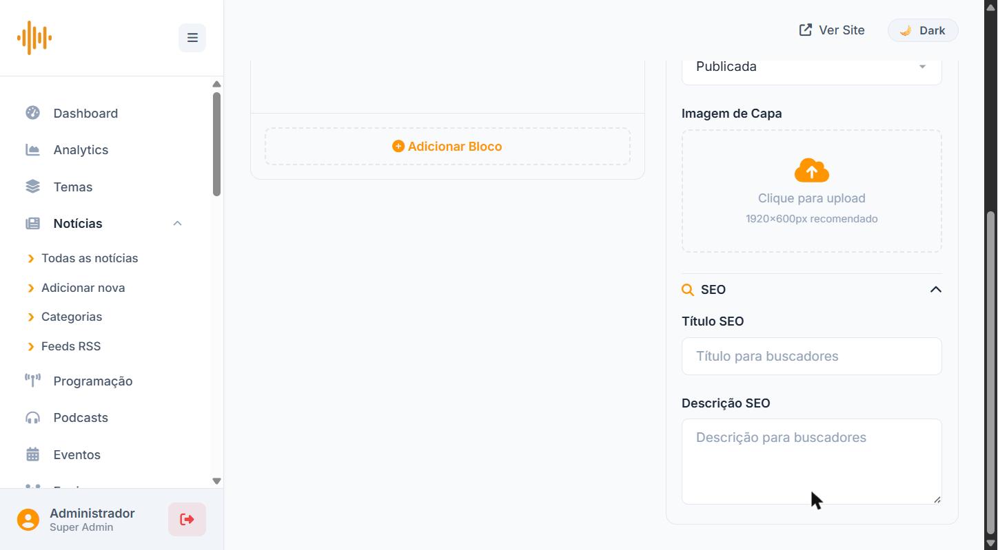 Configurações e SEO da Página