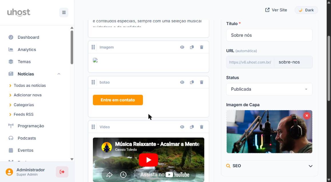 Exemplo de página completa Sobre Nós